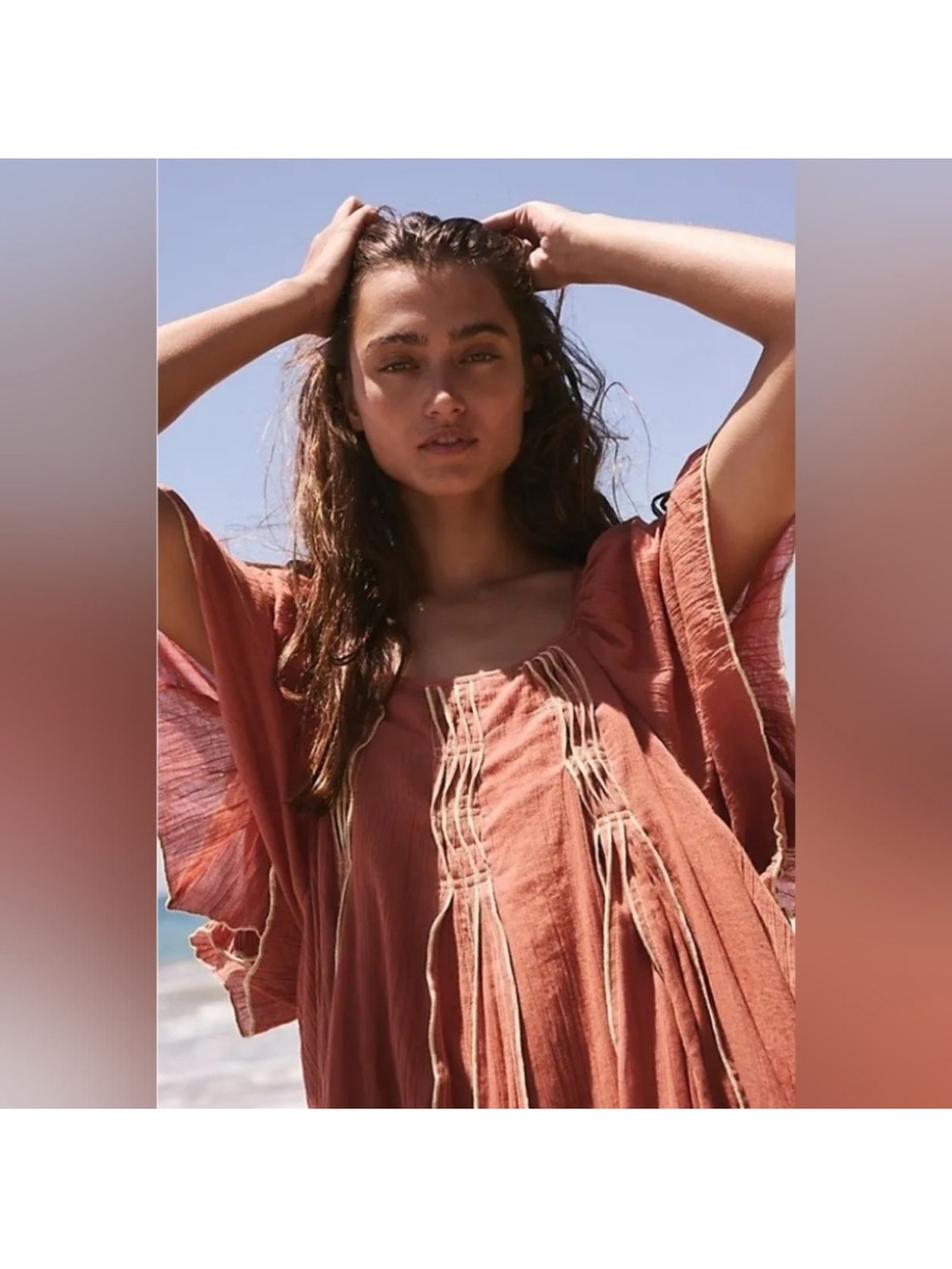 Free people Joelle tunic dress in bronzer size M new without tags mini dress - Picture 3 of 12